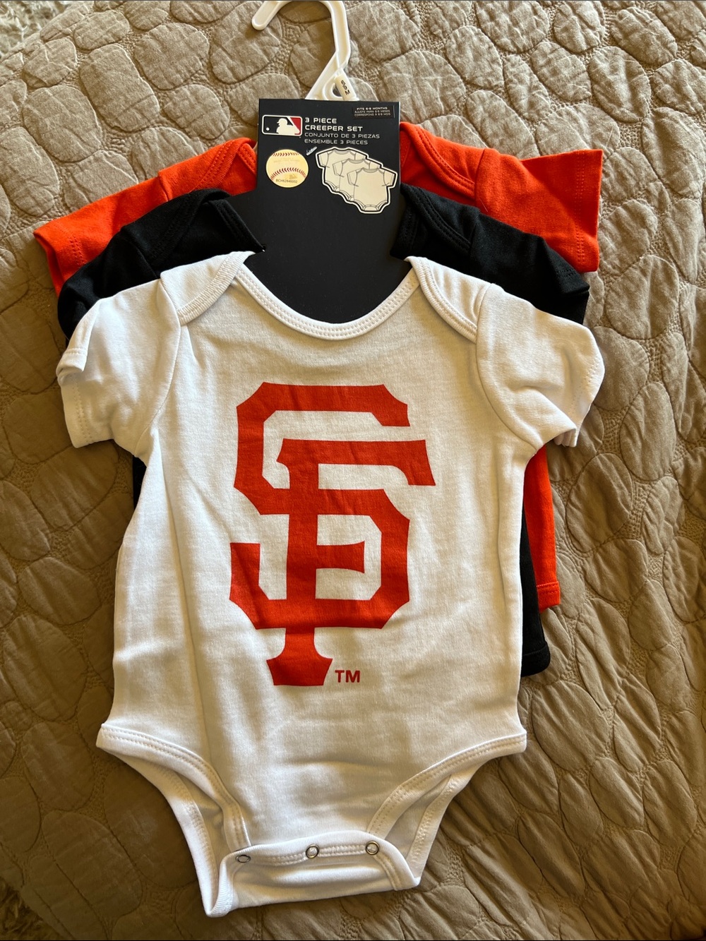 MLB San Francisco Giants Baby One-Piece Set - White, Orange, Black
